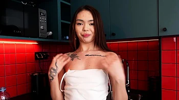 Neighbor's daughter services my hard meat pole