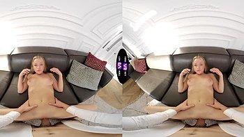 Natural tits milf Calibri grinds cock with her shaved pussy