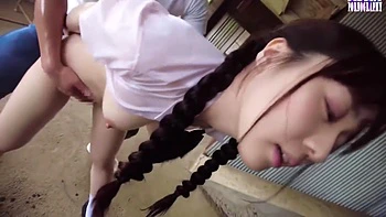 Rina Takase In Slick Outdoor Tease With A Pink Tipped F Cup Beauty Soaked In Oil