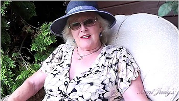 Judys - 66yo Hairy Mature Gilf Mrs. Claire Sucks Your Cock In The Garden (pov) - Aunt Judys