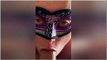 Morning Surprise, Mask For Halloween, Submissive Wife Drains Balls With Cock Down Her Throat