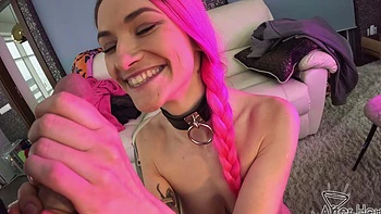 Adelle, the hungarian beauty, in a steamy pov pigtail scene.