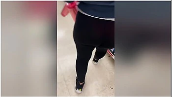 Wife In Transparent Spandex With Visible Peach Panties