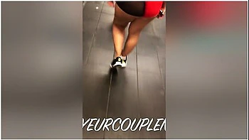 Wife In See Through Shorts And Thong Teasing Train Passengers