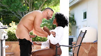 Nicole Kitt enjoys sensual sex with her boyfriend by the pool