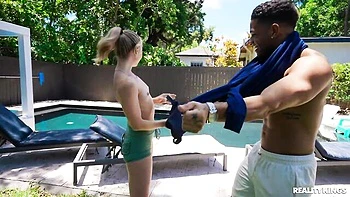 Outdoor interracial anal fuck with a sexy Asian Cheerleader Kait