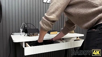 Busty teen Alice Klay is jumping on a big daddy's hard dick