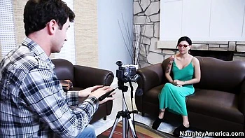 Beautiful brunette Eva Angelina gets penetrated in the sideways pose