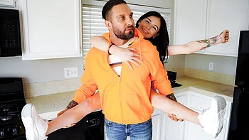 Flexible brunette Rosalyn Sphinx feels a fat dick in her shaved pussy