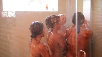 Shower sex play with hot babes Sarah Vandella and Hope Howell