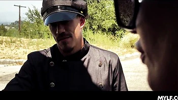 Awesome busty doll Richelle Ryan nailed by two huge sausages