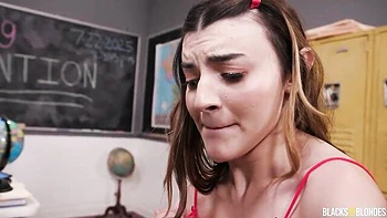 Gorgeous doll with nice ass Julia James rammed by black cock