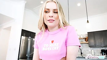 Rough fuck in the missionary pose with a hot blonde Haley Spades