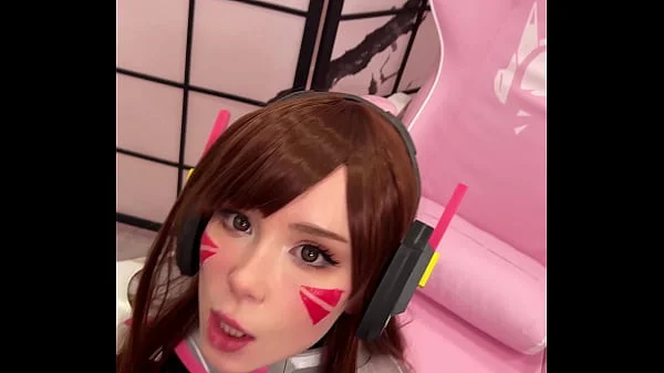 Tiktoker Girl Cosplay D.Va from Overwatch and Sucks Dick till Facial