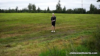 Sexy redhead chick Violet Clarke gets penetrated by large penis