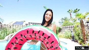 Spicy brunette Ricki Rose nicely impaled in the doggy style pose