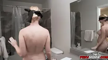 Stepmom Audrey Madison shocked when she takes of her blindold