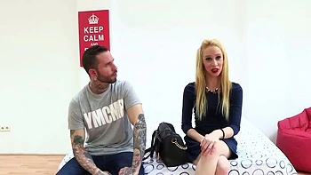 Amateur Blonde Blowjob handjob and cumshot