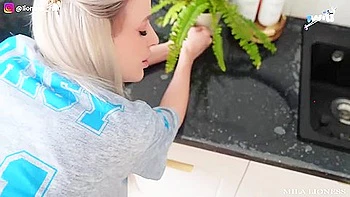 Open up your lips and demonstrate them some love, before your parents come back! Get drilled on the kitchen set -