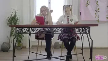 Two girls being STRIPED and FUCKED during a Dictation - Trailer#03 Mimi Cica & Lulu Love