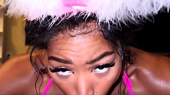 Busty babe sloppy blow job