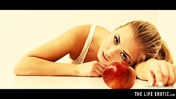 Cute submissive blonde is aroused by collar, leash and gag by The Life Erotic: Porn