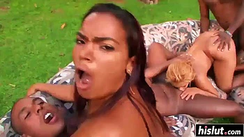 Sexy babes love hard outdoor slamming: Doggy, Cowgirl  Big Tits Porn