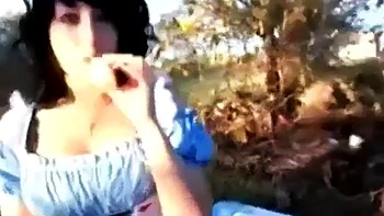 Alice cosplayer fucks bf at park: Blowjob, Doggy  Amateur Porn