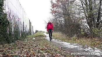 Spicy outdoor pissing with a long-legged babe Joana Intense
