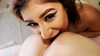 Mila Milkshake gets her bald pussy eaten and fucked hard