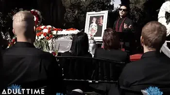 ADULT TIME - Widower Destroys Marley Brinx's Pussy At His Wife's Wakel! FULL SCENE