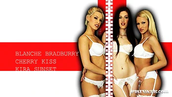 Mira Sunset Teams up with Cherry Kiss and Blanche Bradburry - Private Porn Sex Videos