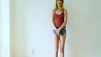 Tiny blonde teen porks her pussy with toys