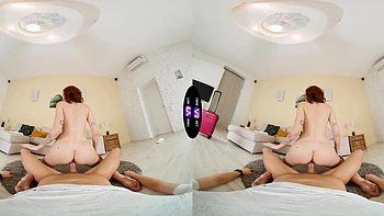 Redhead beauty Cherry Candle rides a big cock in vr