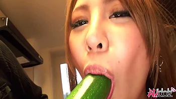 Japanese Mariru Amamiya,fucks With Cucumber And Fingers,uncensored