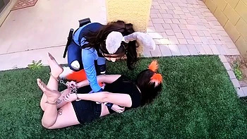 Femdom fetish mistresses fuck bdsm loser with strapon