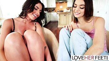 Love Her Feet featuring Molly Little and Chanel Camryn's lesbian porn