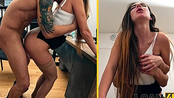 Two hot babes riding Pavlos’ cock with fishnet stockings