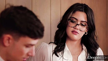 Awesome dick-riding session with a busty nerdy teen Ellie Nova