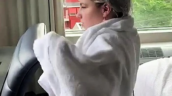 Amateur busty brunette masturbates and does hand job