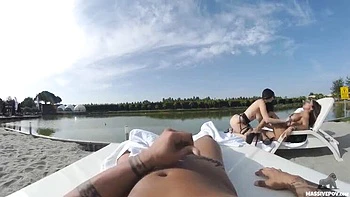Big Busty Swingers Vanessa Bruni Fucked Hard on Beach - POV Titty Fucking & Blowjob