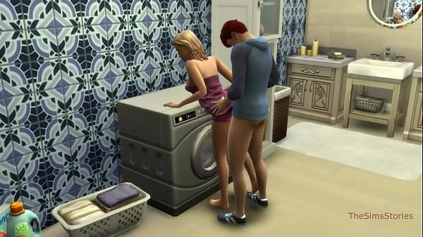 Sims 4, my voice, Seducing milf step mom was fucked on washing machine by her step son