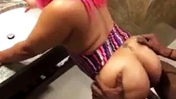 Bathroom sex: Blowjob, Doggy  Big Tits Porn