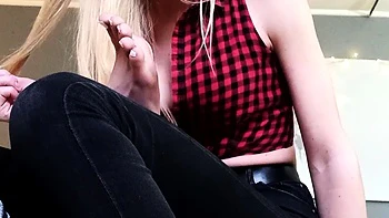 Busty blonde in foot fetish porn