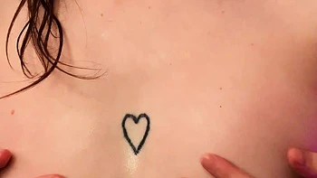 Amateur busty brunette masturbates and does hand job