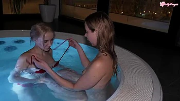 Wet Teen Lesbians Polly Yangs and Alice Ross Lick Ass and Suck Toes in Bikini Jacuzzi Sex