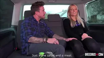Hot blonde gets big cock in the BreedBus