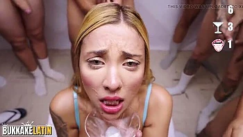 Vitoria Beatriz First Bukkake - Latina Teen Gets Covered in Cum