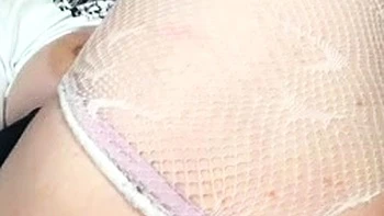 Teagan Tgirl Anal Masturbation With Dildo In Fishnet