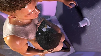 Asian Girl Sucking Dick in the Shower Before Standing Anal